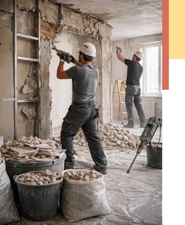 Демонтажные работы в Гусь-Хрустальном от 2888 руб. — услуги и цена под ключ | ОТДЕЛОЧНИК-Гсь