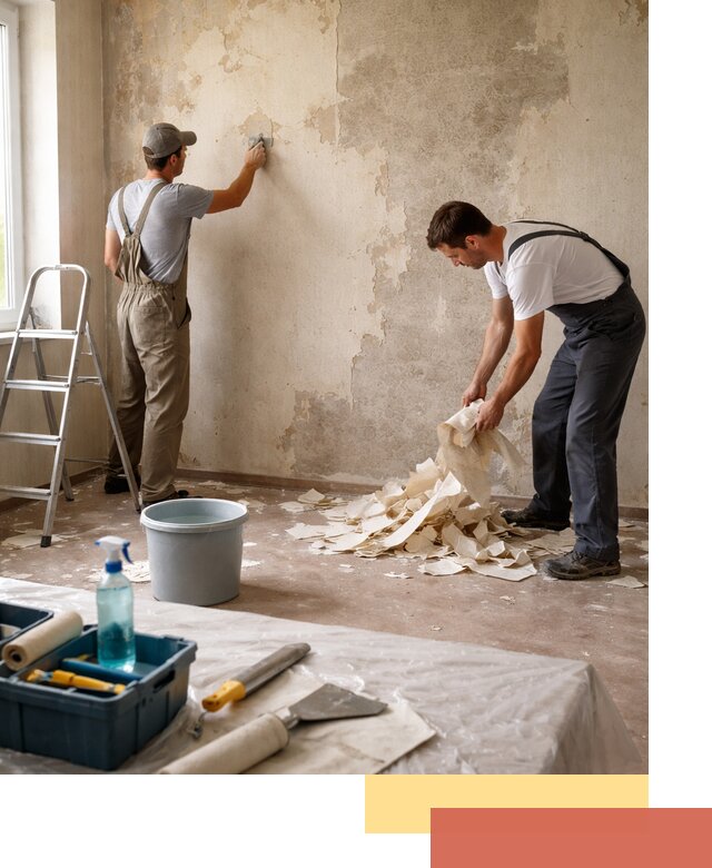 Снятие старых обоев в Гусь-Хрустальном быстро и качественно