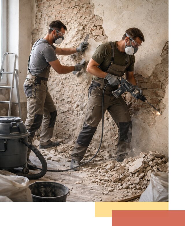 Демонтаж штукатурки со стен в Гусь-Хрустальном быстро и аккуратно