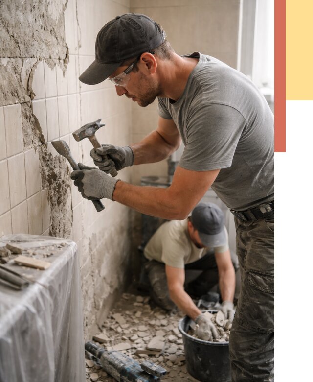 Демонтаж плитки со стен в Гусь-Хрустальном от 909 руб. — быстро и недорого | ОТДЕЛОЧНИК-Гсь