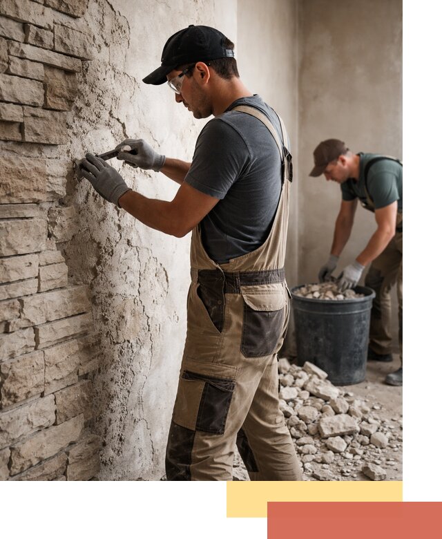 Демонтаж декоративного камня в Гусь-Хрустальном профессионально и безопасно