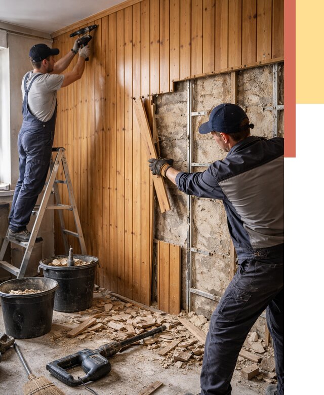 Демонтаж вагонки со стен в Гусь-Хрустальном от 1551 руб. — снятие, удаление, срочно | ОТДЕЛОЧНИК-Гсь