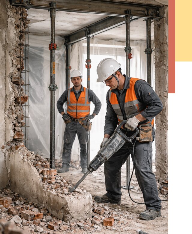 Снос несущих стен в Гусь-Хрустальном от 10965 руб. — демонтаж несущей стены под ключ | ОТДЕЛОЧНИК-Гсь