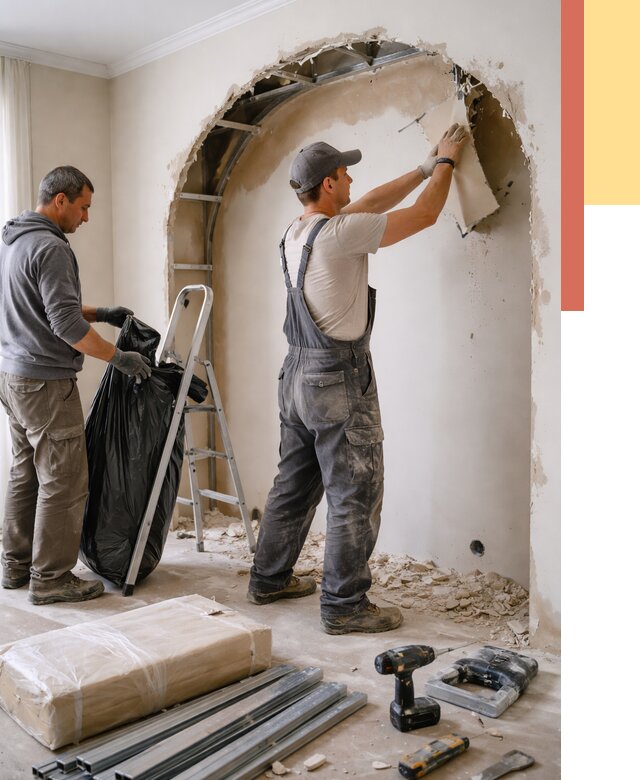 Демонтаж арки из гипсокартона в Гусь-Хрустальном от 3744 руб. — услуги под ключ | ОТДЕЛОЧНИК-Гсь