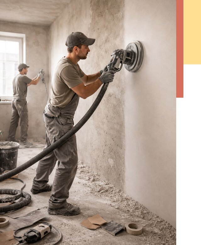 Шлифовка стен в Гусь-Хрустальном от 1284 руб/м2 — быстро и недорого | ОТДЕЛОЧНИК-Гсь