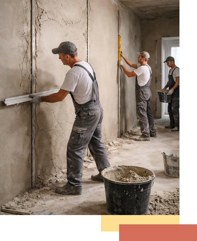 Штукатурка стен по маякам в Гусь-Хрустальном — точная и ровная поверхность