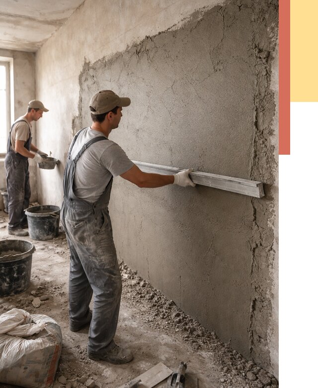 Цементная штукатурка стен в Гусь-Хрустальном от 4814 руб/м2 — быстро и недорого | ОТДЕЛОЧНИК-Гсь