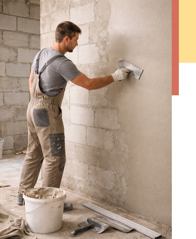 Штукатурка стен из газобетона в Гусь-Хрустальном от 2247 руб./м2 — быстро и недорого | ОТДЕЛОЧНИК-Гсь