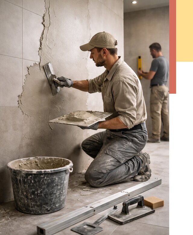 Штукатурка стен в ванной в Гусь-Хрустальном от 4814 руб./м² — выравнивание под ключ | ОТДЕЛОЧНИК-Гсь