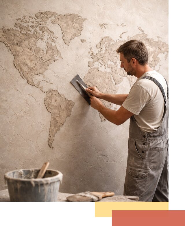 Декоративная штукатурка «Карта мира» под ключ в Гусь-Хрустальном