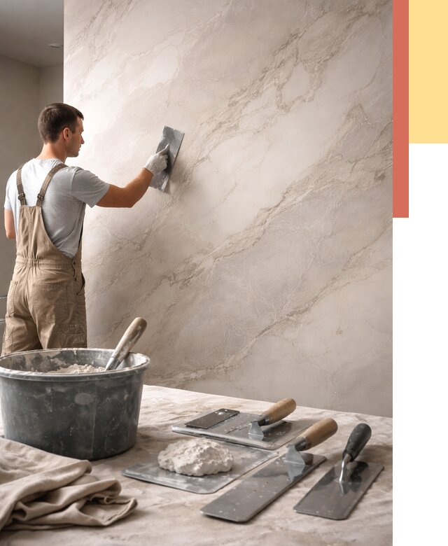 Декоративная штукатурка под мрамор в Гусь-Хрустальном от 2995 руб./м² — быстро и недорого | ОТДЕЛОЧНИК-Гсь