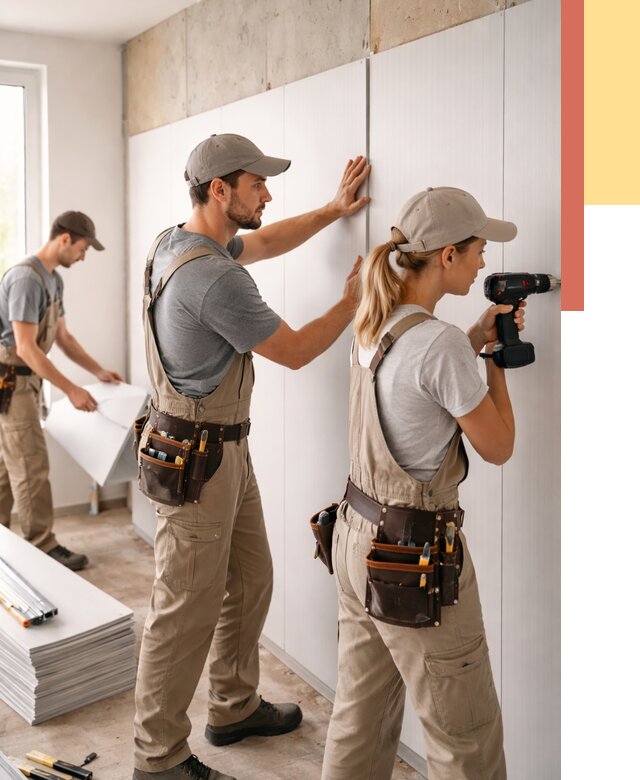 Монтаж ПВХ панелей на стены в Гусь-Хрустальном от 481 руб/м2 — быстро и недорого | ОТДЕЛОЧНИК-Гсь