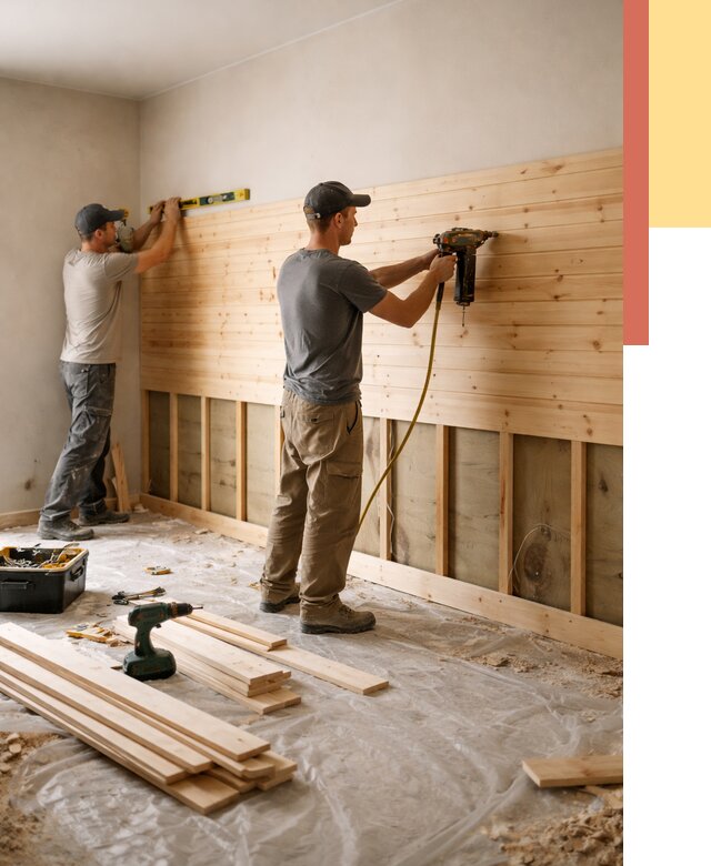 Монтаж деревянной вагонки на стены в Гусь-Хрустальном от 8024 руб. | Услуги монтажа вагонки | ОТДЕЛОЧНИК-Гсь