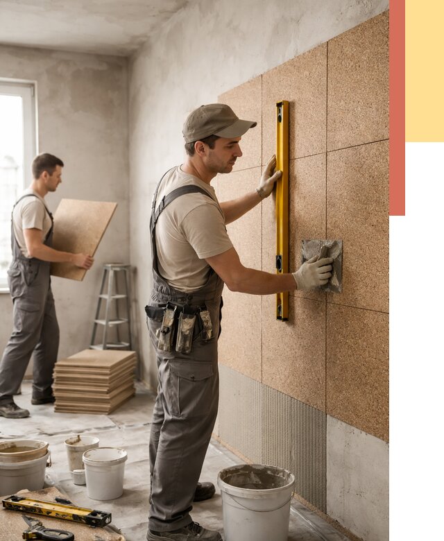 Монтаж пробковых панелей на стены в Гусь-Хрустальном от 3744 руб. — ОТДЕЛОЧНИК-Гсь