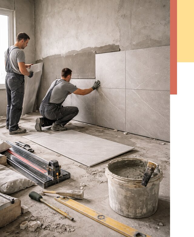 Облицовка стен керамогранитом в Гусь-Хрустальном от 4493 руб./м² — услуги под ключ | ОТДЕЛОЧНИК-Гсь