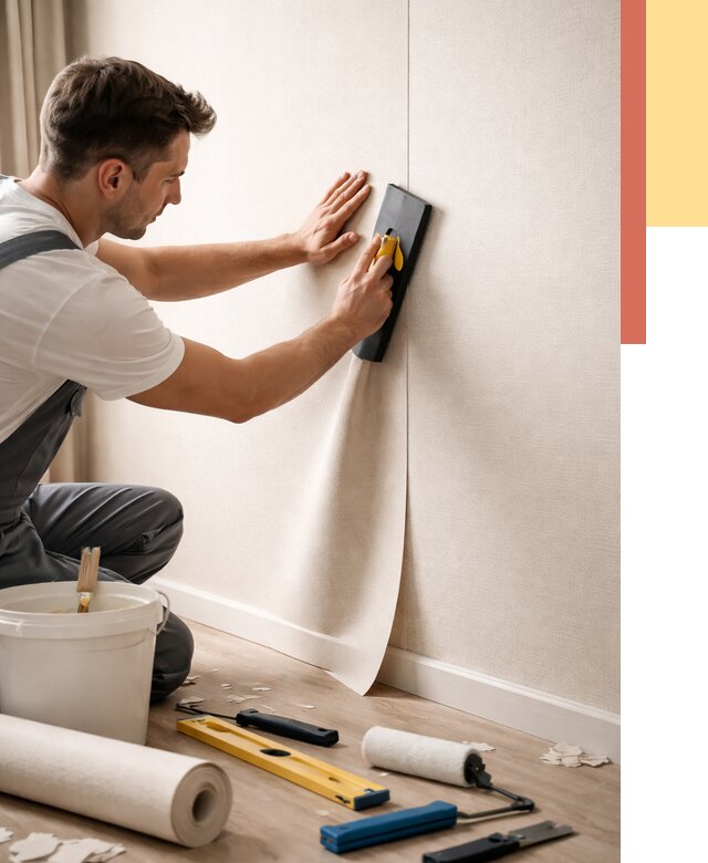 Поклейка виниловых обоев в Гусь-Хрустальном от 4814 руб. | Быстро и недорого — ОТДЕЛОЧНИК-Гсь