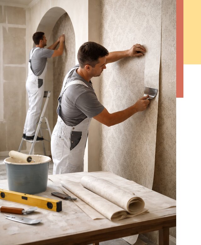 Поклейка обоев на сложные стены в Гусь-Хрустальном от 2995 руб. под ключ | ОТДЕЛОЧНИК-Гсь