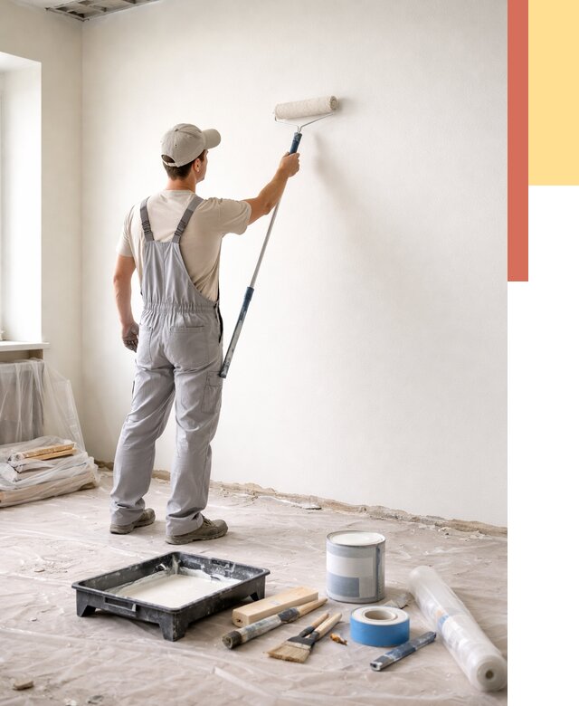 Покраска стен водоэмульсионной краской в Гусь-Хрустальном от 481 руб. за м² | ОТДЕЛОЧНИК-Гсь