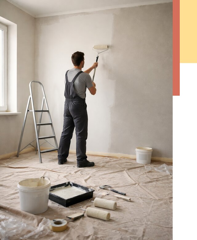 Покраска стен моющейся краской в Гусь-Хрустальном от 374 руб./м² — быстро и недорого | ОТДЕЛОЧНИК-Гсь