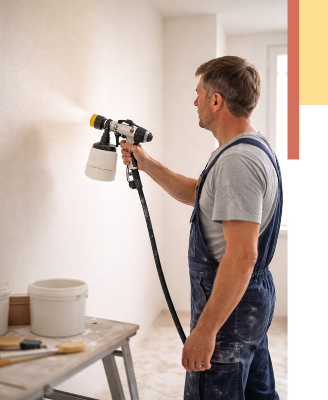 Покраска стен краскопультом в Гусь-Хрустальном от 8024 руб. — механизированная покраска | ОТДЕЛОЧНИК-Гсь