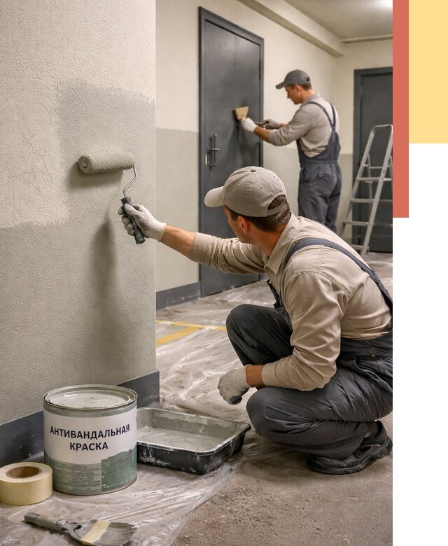 Покраска стен антивандальной краской в Гусь-Хрустальном от 4814 руб./м² под ключ | ОТДЕЛОЧНИК-Гсь