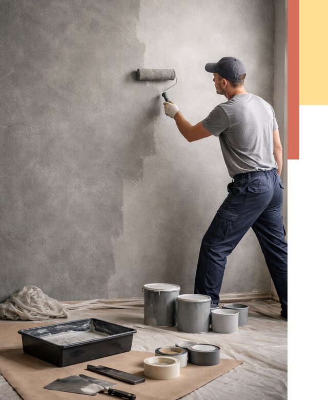 Покраска стен под бетон в Гусь-Хрустальном от 695 руб. за м2 — быстро и недорого | ОТДЕЛОЧНИК-Гсь