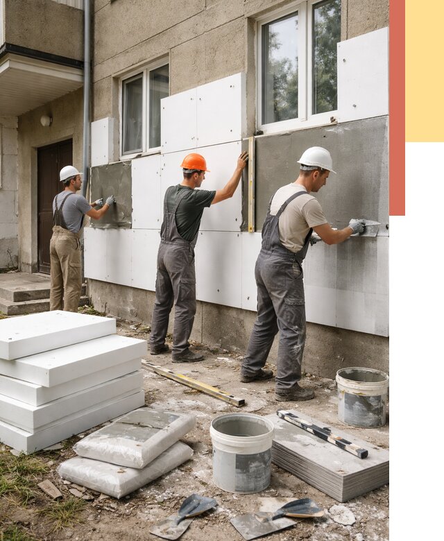 Утепление стен пенопластом в Гусь-Хрустальном от 1872 руб. — недорого и под ключ | ОТДЕЛОЧНИК-Гсь