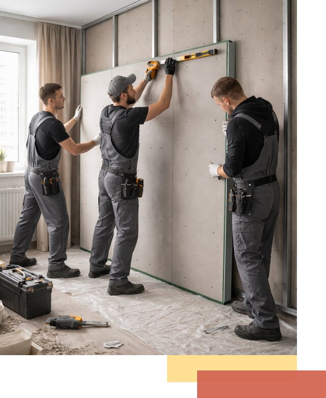 Шумоизоляция стен панелями ЗИПС в Гусь-Хрустальном для жилых и коммерческих помещений