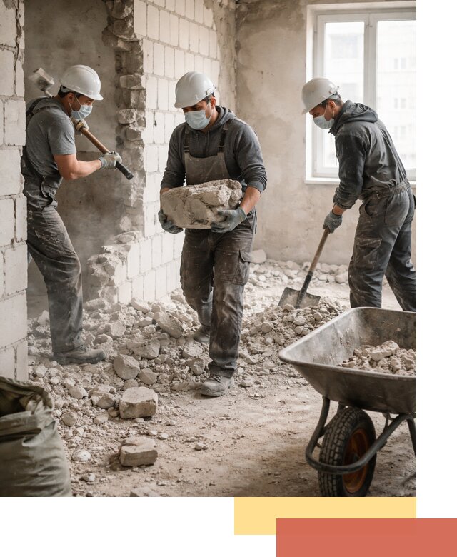 Демонтаж блочных перегородок в Гусь-Хрустальном быстро и аккуратно