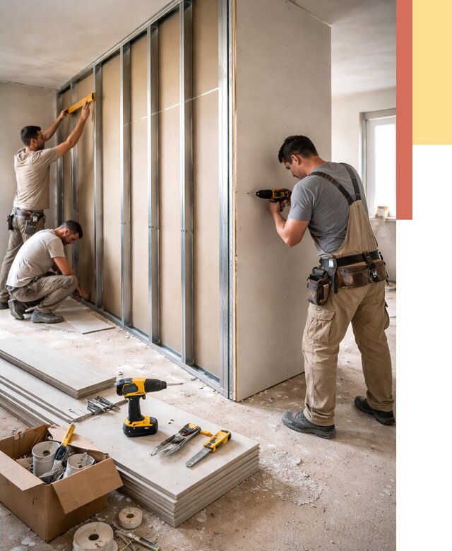 Монтаж однослойной перегородки из гипсокартона в Гусь-Хрустальном от 695 руб. | ОТДЕЛОЧНИК-Гсь