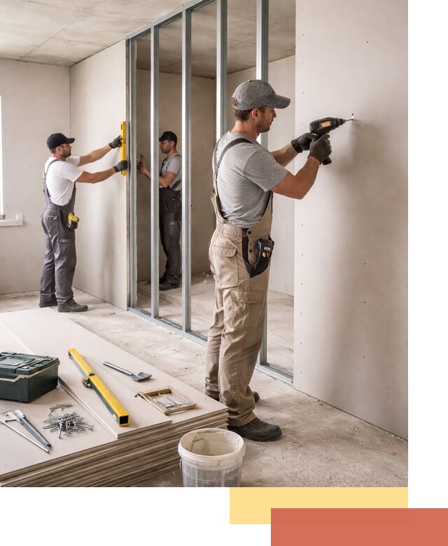 Однослойная перегородка из гипсокартона в Гусь-Хрустальном под ключ, монтаж и отделка