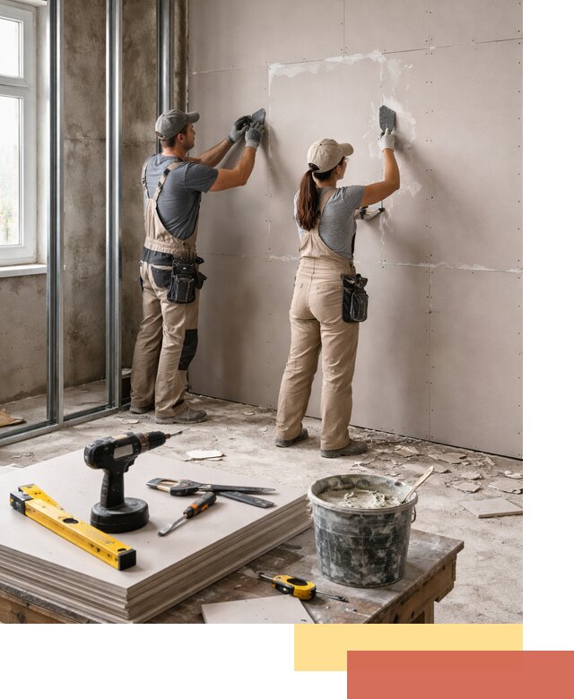 Монтаж двухслойной перегородки из гипсокартона в Гусь-Хрустальном