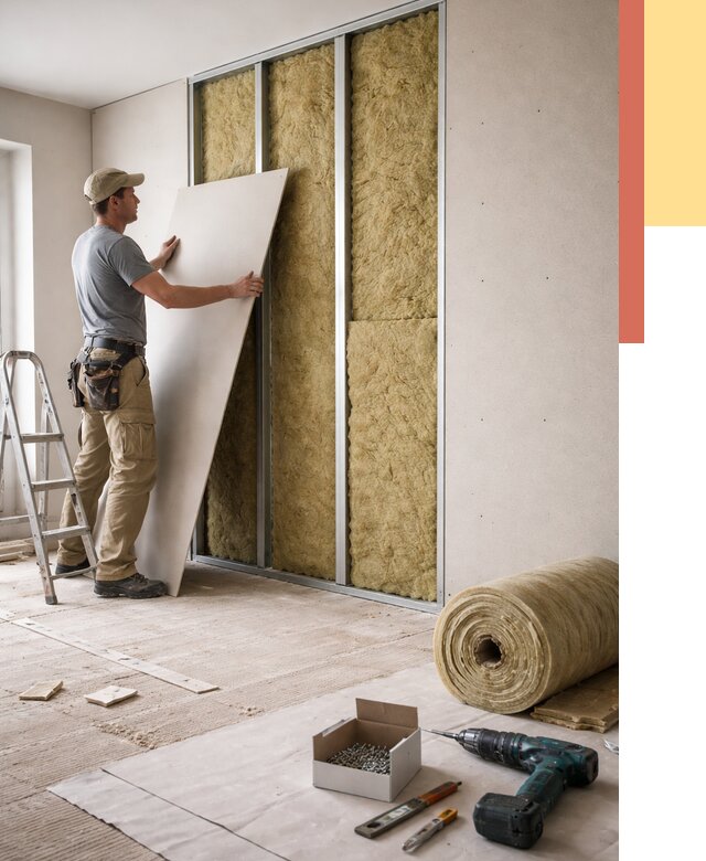 Перегородка из гипсокартона с шумоизоляцией в Гусь-Хрустальном от 3338 руб. | ОТДЕЛОЧНИК-Гсь