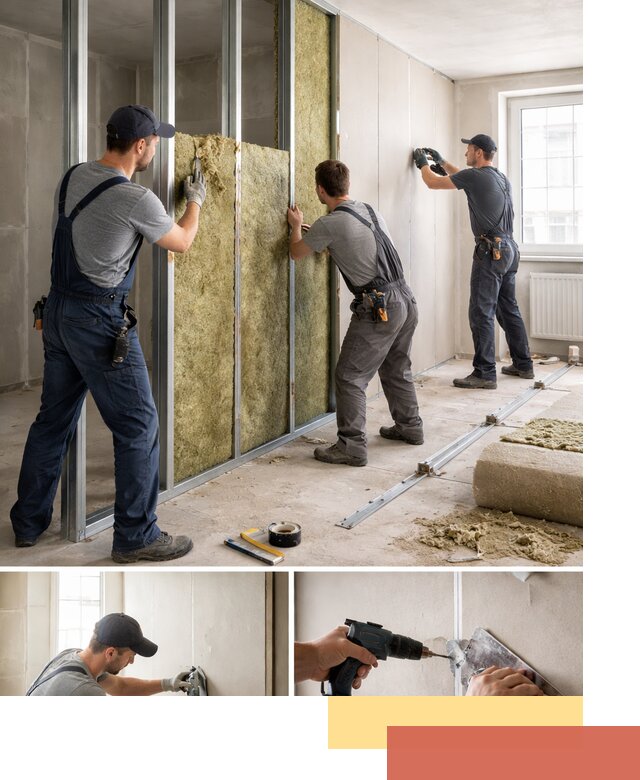 Перегородка из гипсокартона с шумоизоляцией в Гусь-Хрустальном — монтаж под ключ