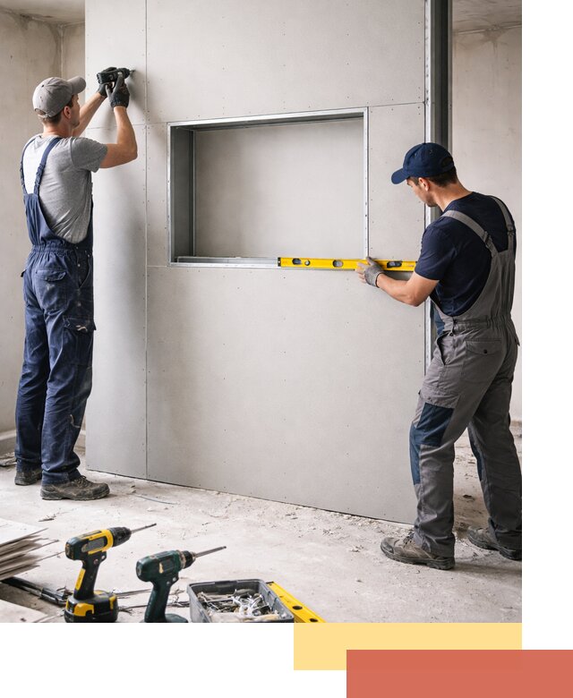 Перегородка из гипсокартона с нишей под декор в Гусь-Хрустальном