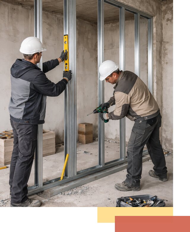 Монтаж каркаса перегородки из профиля в Гусь-Хрустальном