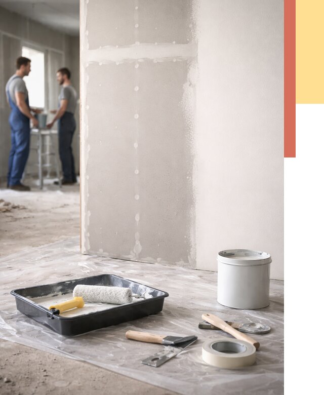 Покраска перегородок из гипсокартона в Гусь-Хрустальном от 4814 руб. под ключ | ОТДЕЛОЧНИК-Гсь