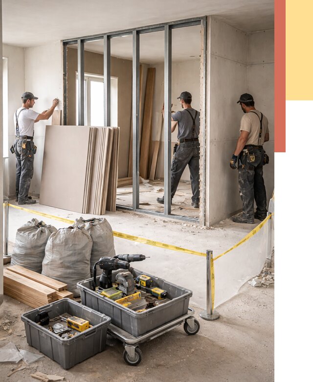 Перенос гипсокартонной перегородки в Гусь-Хрустальном под ключ от 4814 руб. | Демонтаж и монтаж – ОТДЕЛОЧНИК-Гсь