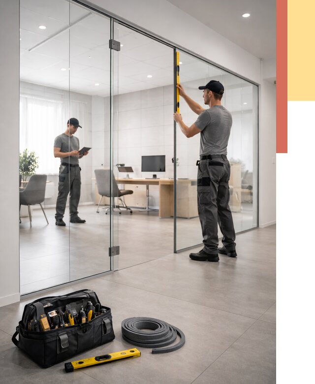 Цельностеклянные перегородки под ключ в Гусь-Хрустальном от 10163 руб. — монтаж и цены | ОТДЕЛОЧНИК-Гсь