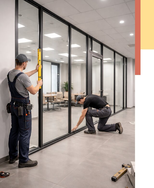 Каркасные стеклянные перегородки в Гусь-Хрустальном под ключ от 9842 руб. | ОТДЕЛОЧНИК-Гсь