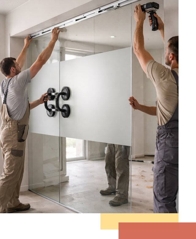 Матовые стеклянные перегородки под ключ в Гусь-Хрустальном