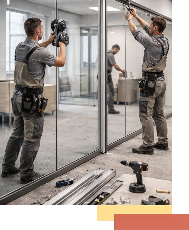 Стеклянные офисные перегородки под ключ в Гусь-Хрустальном