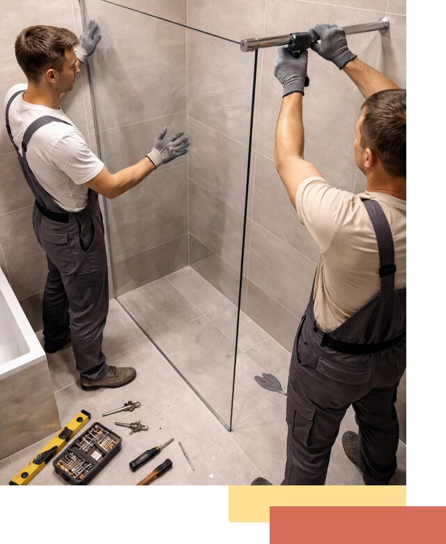 Стеклянные перегородки для душа в Гусь-Хрустальном — изготовление и монтаж