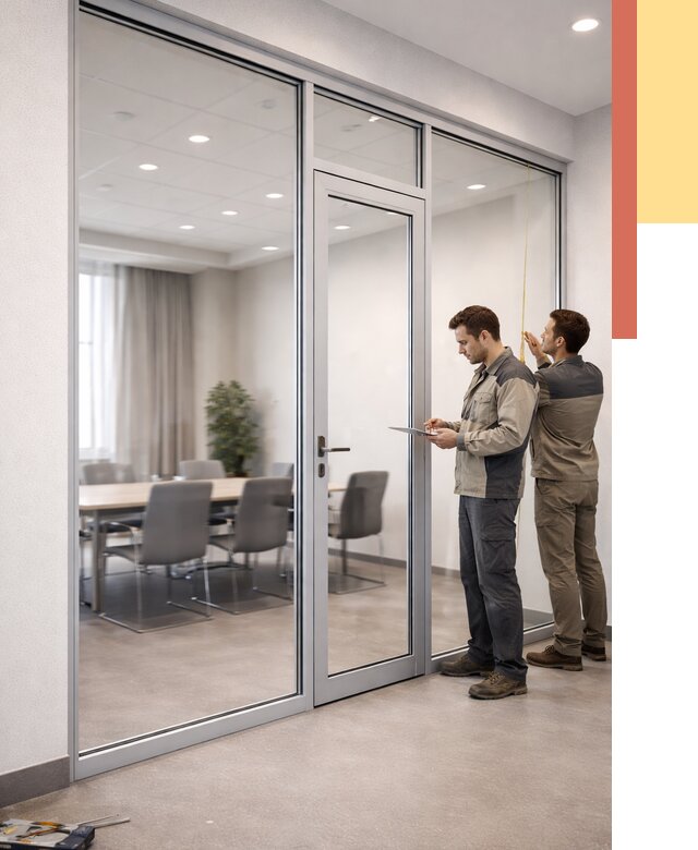 Установка и монтаж алюминиевых перегородок со стеклом в Гусь-Хрустальном от 8772 руб. | ОТДЕЛОЧНИК-Гсь