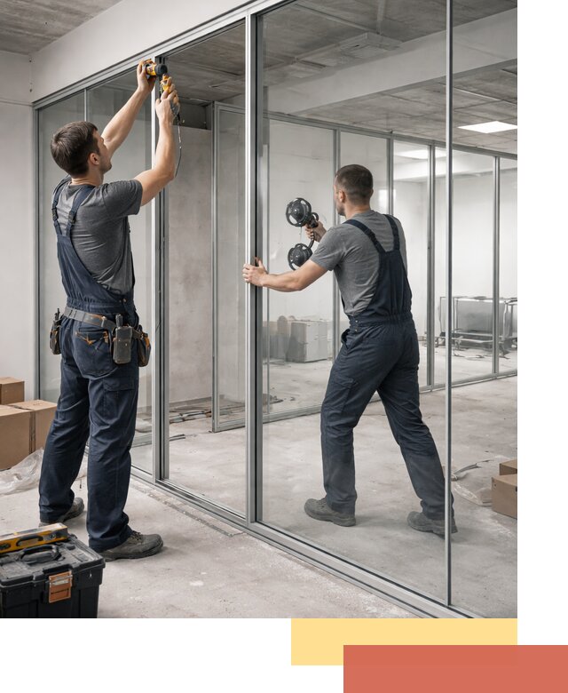 Алюминиевые перегородки со стеклом в Гусь-Хрустальном — изготовление и монтаж