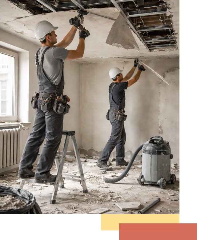 Демонтаж гипсокартонного потолка в Гусь-Хрустальном быстро и аккуратно