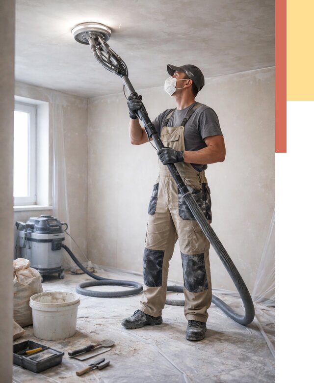 Шлифовка потолка в Гусь-Хрустальном от 3744 руб. — услуги шлифования потолка | ОТДЕЛОЧНИК-Гсь