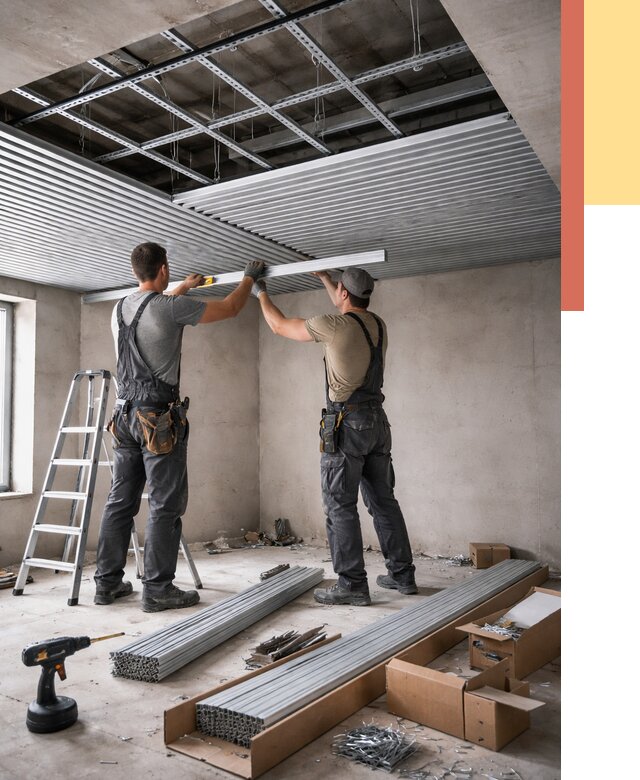 Монтаж реечного потолка в Гусь-Хрустальном от 4814 руб. под ключ | ОТДЕЛОЧНИК-Гсь