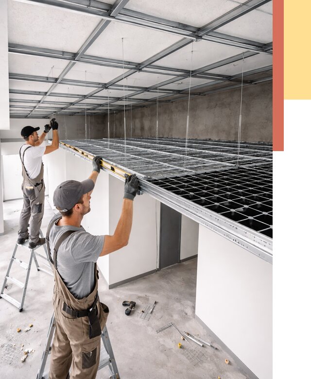 Монтаж потолка грильято в Гусь-Хрустальном от 481 руб./м² — быстрая сборка под ключ | ОТДЕЛОЧНИК-Гсь