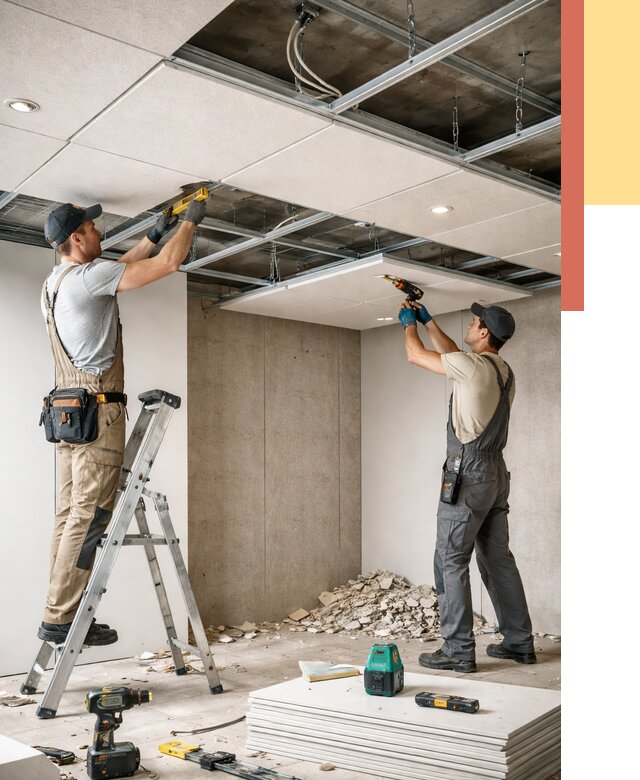 Монтаж акустического потолка в Гусь-Хрустальном от 6954 руб/м2 — быстро и недорого | ОТДЕЛОЧНИК-Гсь